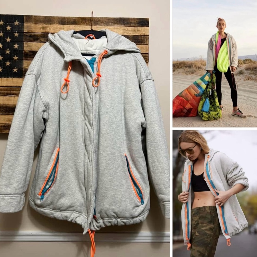 Free People Gabby Cozy Knit Hooded Sweatshirt Jacket